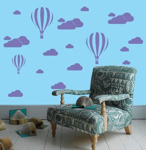 Wall Studio 98 cm Melissalove Purpel Clouds & Hot Air Balloon Wall ...