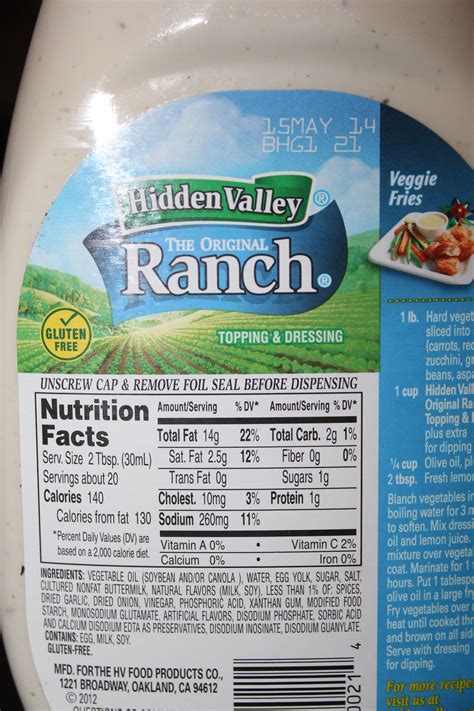 Culver's Ranch Dressing Calories