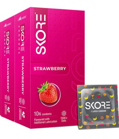 Skore Strawberry Flavored with Extra Lubrication Dotted Condom: A Sens ...