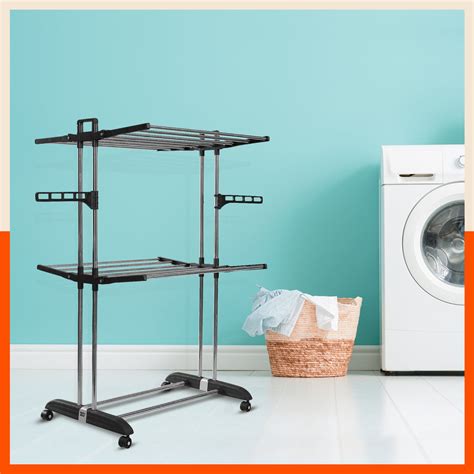 Mobidry Terra 2 Level Stainless Steel Modular Cloth Drying Stand (Black ...