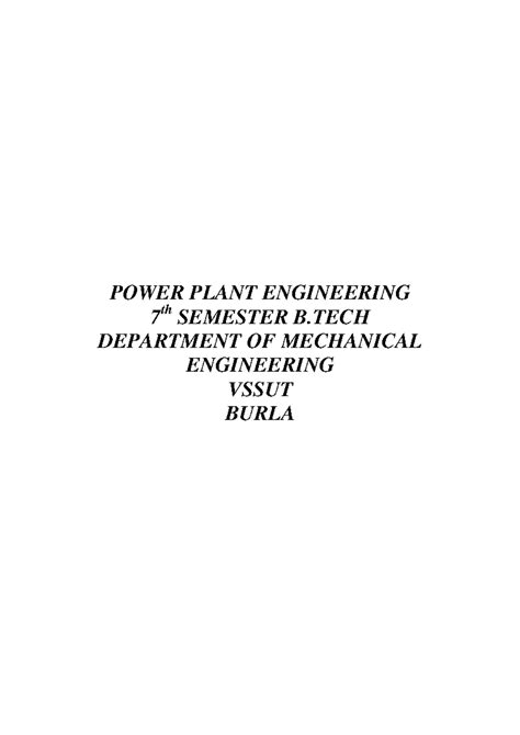 Power Plant Engineering: Energy Sources & Technologies (7th Sem B.Tech ...