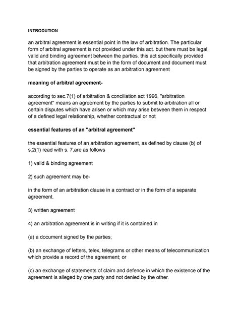 Arbitral agreement - The particular form of arbitral agreement is not ...