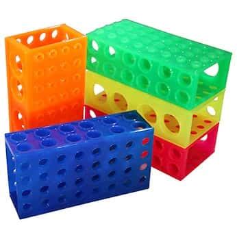 Cole-Parmer 4-Way Interlock Tube Rack, PP, Fluorescent Colors; 5/PK ...