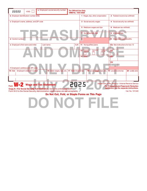 W-2 Form 2025 Printable: Wage and Tax Statement - IRS Tax Forms 2025