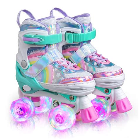 SULIFEEL Rainbow Unicorn 4 Size Adjustable Light Up Roller_Derby_Wheel ...