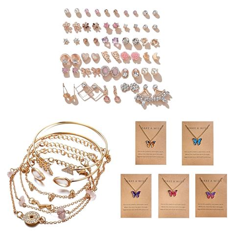 Buy Shining Diva Fashion Jewelry Set: 30 Pairs 18k Rose Gold Earrings ...