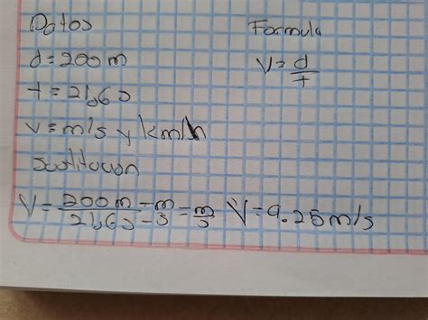 UN CORREDOR CORRE 200M EN 21,6 SEGUNDOS. CALCULAR LA VELOCIDAD EN M/S Y ...