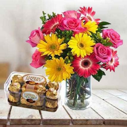 Send Colourful Flowers with Chocolate Online in India at Indiagift.in