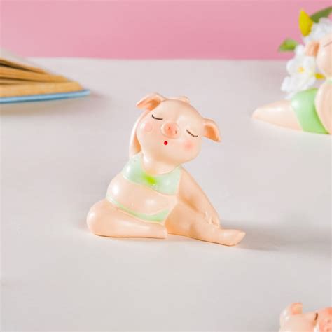Piggy Miniature Decor Yoga Showpiece Set Of 6 Online - Premium Decor ...