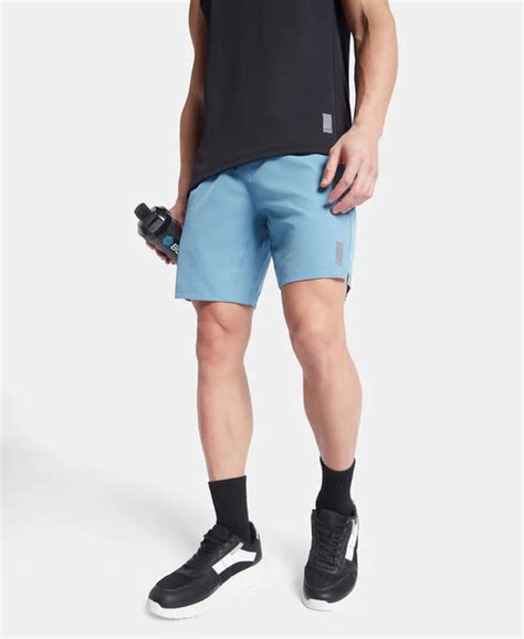 Buy Recycled Microfiber Elastane Stretch Solid Shorts with Zipper ...