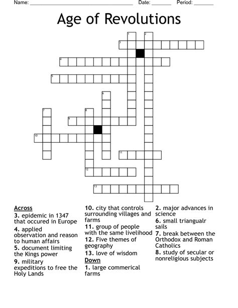 Age of Revolutions Crossword - WordMint