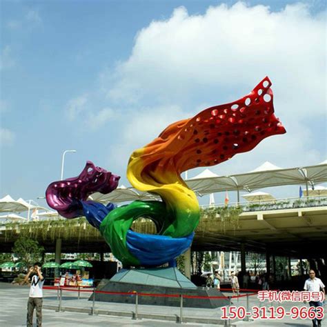 《飘逸》大型广场彩色不锈钢景观雕塑_厂家图片价格-玉海雕塑