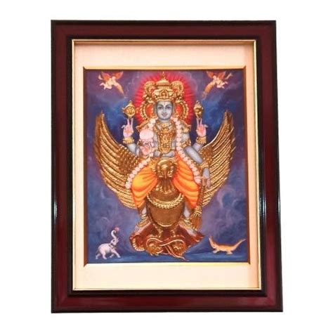 Sri Vishnu Gajendra Moksha Garuda Sevai Tanjore Style Paint Photo fram ...