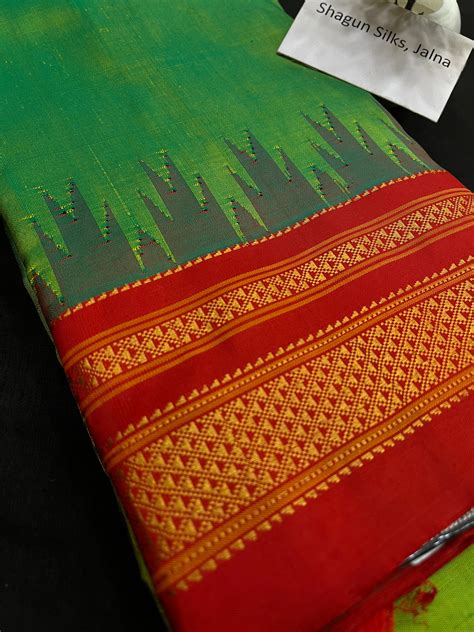 Sneha Green Red Big Temple Ilkal Silk Saree – The Loom Store