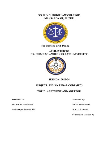 Indian Penal CODE (IPC) - S JAIN SUBODH LAW COLLEGE MANSAROVAR, JAIPUR ...