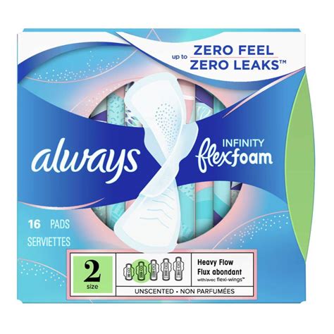 Always Infinity Flex-Foam Feminine Pads With Wings Super Absorbency Pack/16