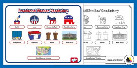 First Grade Presidential Election Vocabulary Word Mat