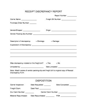 Receiving Discrepancy Report - Fill Online, Printable, Fillable, Blank ...