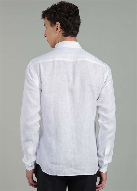 White & Black Pinstripe Pure Linen Full Sleeve Shirt for Men – Linen Trail