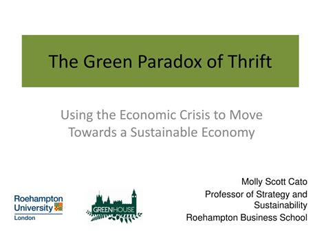 PPT - The Green Paradox of Thrift PowerPoint Presentation, free ...