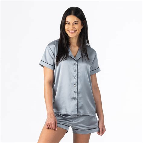 bb&b Sleep Silver Satin Short Sleeve PJ Set