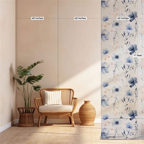 White and Blue Floral Wallpaper Roll - Magicdecor®