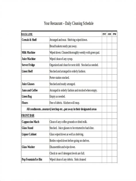 Restaurant Kitchen Checklist 的图像结果