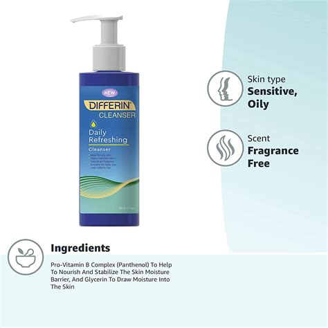 Differin Daily Refreshing Face Wash, Gentle cleanser for Acne Prone ...