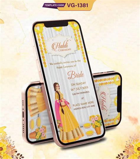 Elegant Bride Haldi Ceremony Invitation | Royal Yellow Theme Digital I ...