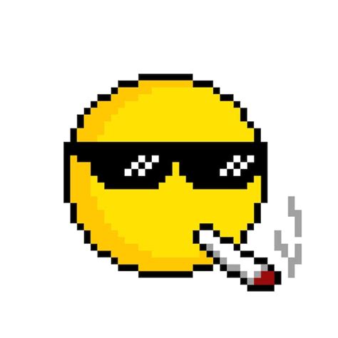 Émoticône Thug Life. Pixel art lunettes visage emoji avec une cigarette ...