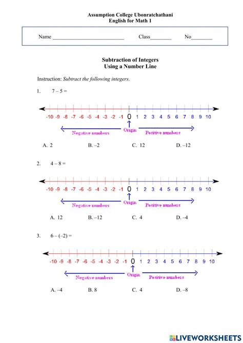 Image result for Subtracting On a Number Line Worksheet.pdf