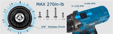 Omada Cordless Drill Machine - Impact Drill 21V 1.5AH 2 batteries (3-4 ...
