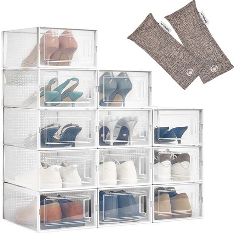 Buy HomeBuddy Shoe Organizer for Closet - 12 Pack Shoe Boxes Clear ...