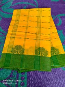 Buy p fashion Self Design Tant Pure Cotton Yellow Sarees Online @ Best ...