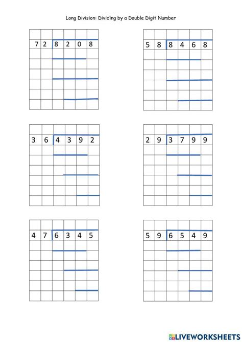 Image result for Long Division Worksheets 2-Digit Divisor