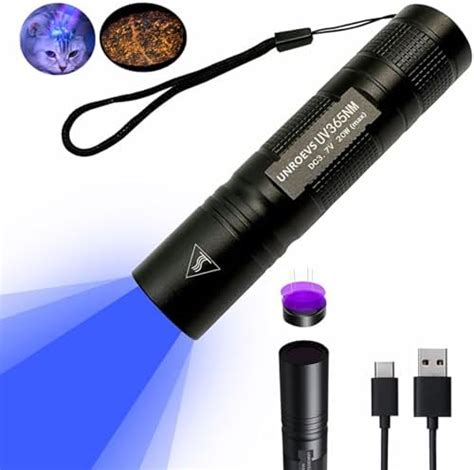 UNROEVS UV Flashlight Rechargeable 365nm Black Light for Pet Urine ...