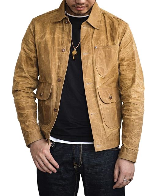 MADEN Men's Waxed Canvas Cotton Trucker Jacket Unlined Fall Jacket ...