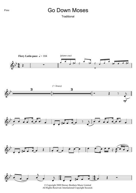Download Go Down Moses - African-American Spiritual | Flute Solo Sheet ...