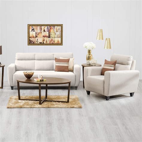 Home Centre Emily Polyester 3+1 Sofa Set Beige- Sofa Set : Amazon.in ...