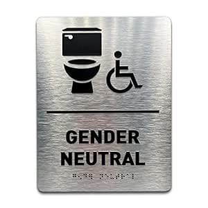 Gender Neutral Restroom ID Sign - Toilet Icon, Wheelchair Accessible ...