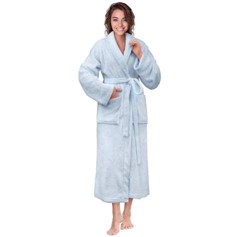 PAVILIA Light Blue Women Robe Fleece Plush Soft, Fluffy Fuzzy Cozy Warm ...