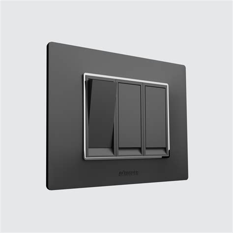 Quartz grey flat switch with quartz grey plate - Hosper