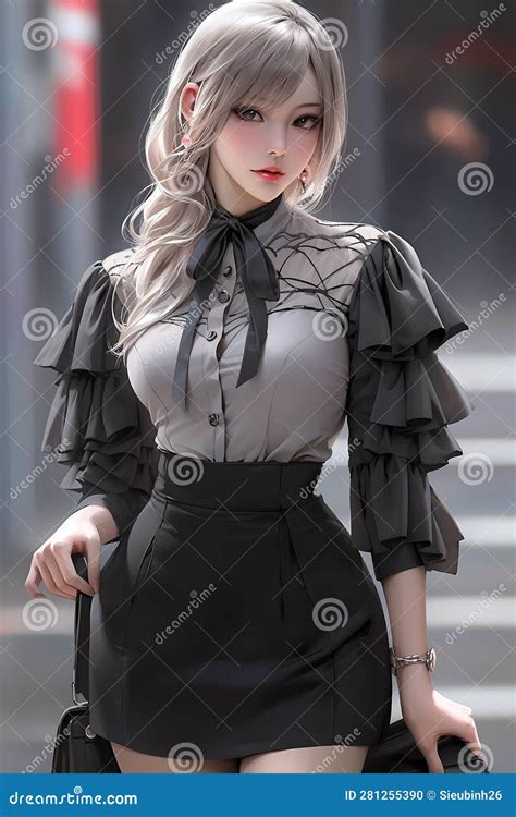 A Pretty Anime Girl In Formal Outfit Generated By Ai Stock Photography | CartoonDealer.com ...