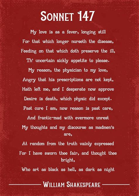 William Shakespeare Sonnet 147 Poem Art Print - Etsy UK | William ...