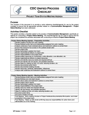 CDC Project Status Meeting Checklist - Blank Fillable Template | Fill ...