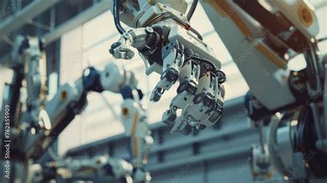 Robotic arms work on a car in a factory, an example of industrial AI