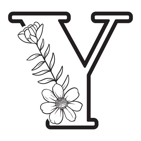 alphabet letter Y with wildflower outline 48102202 Vector Art at Vecteezy