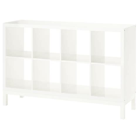 KALLAX shelving unit with underframe, high-gloss/white/white, 147x94 cm ...