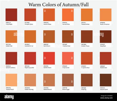 Color Palettes 24 Warm Shades of Autumn or Fall - Red, Brown, Bright ...