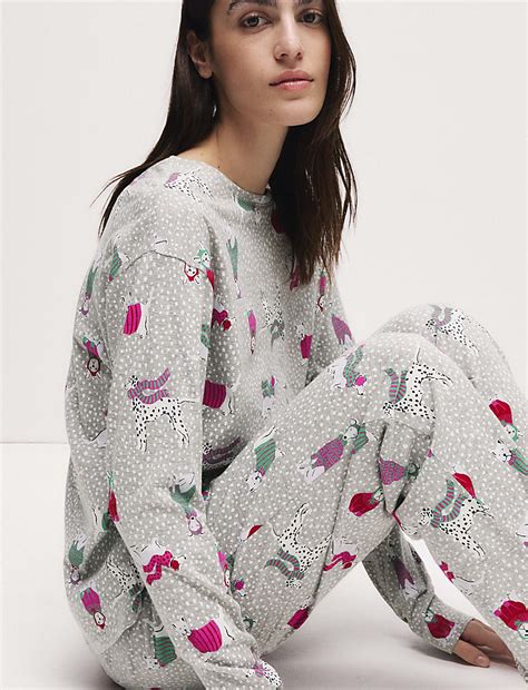 Buy Cotton Rich Print Pyjama Set at Marks & Spencer